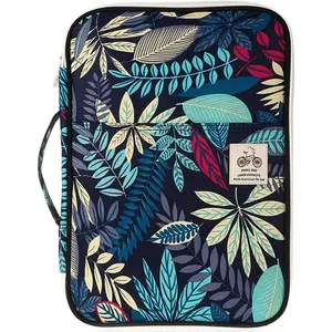 Travel Portfolio Organizer  A4 Document Bag Multifunctional Travel Note Pouch Zippered Case for Notebook, Ipad, Journals, Sketch Books (Dark Blue)