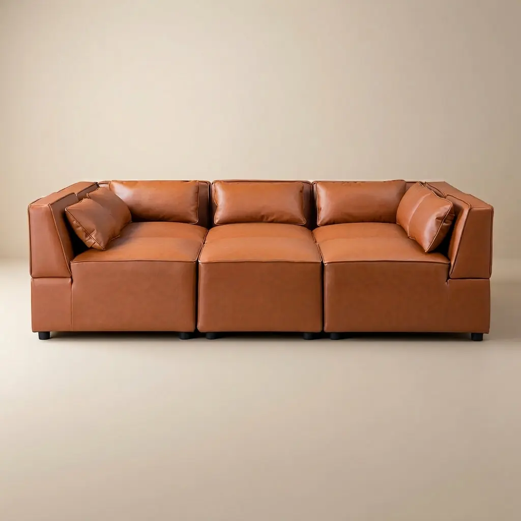 Floyd Cognac Vegan Leather Modular Sofa