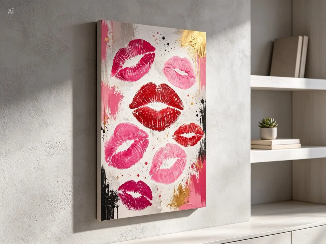 Pink Red Lips Wall Art Canvas Print Sexy Kiss Lips Poster Fashion Makeup Room Decor Glam Beauty Salon Wall Art Modern Pop Art Lip Print Chic Bedroom Bathroom Decor Bar Cart Beauty Studio Aesthetic Gift for Women Teens Apartment Dorm Room