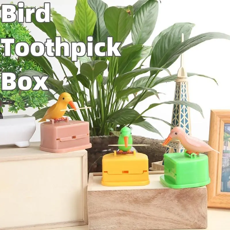 Buy1 Get1 Toothholder Press Creative Cute Bird Toothpick Box Bucket Press Toothpick Box Family Living Room Storage Box