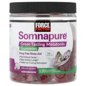 Force Factor Somnapure®, Great Tasting Melatonin Gummies, Dream Berry, 120 Gummies (5 mg per Gummy)