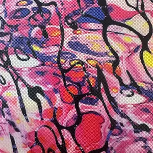 Radiant Dolphin Maze Rainbow Foil Hologram Dressmaking Fabric - Polyester-Spandex Blend, Luminous Couture Luxe Stretch Material for Active Pursuits & Stage, Vibrant Design Fashion Canvas Accessory