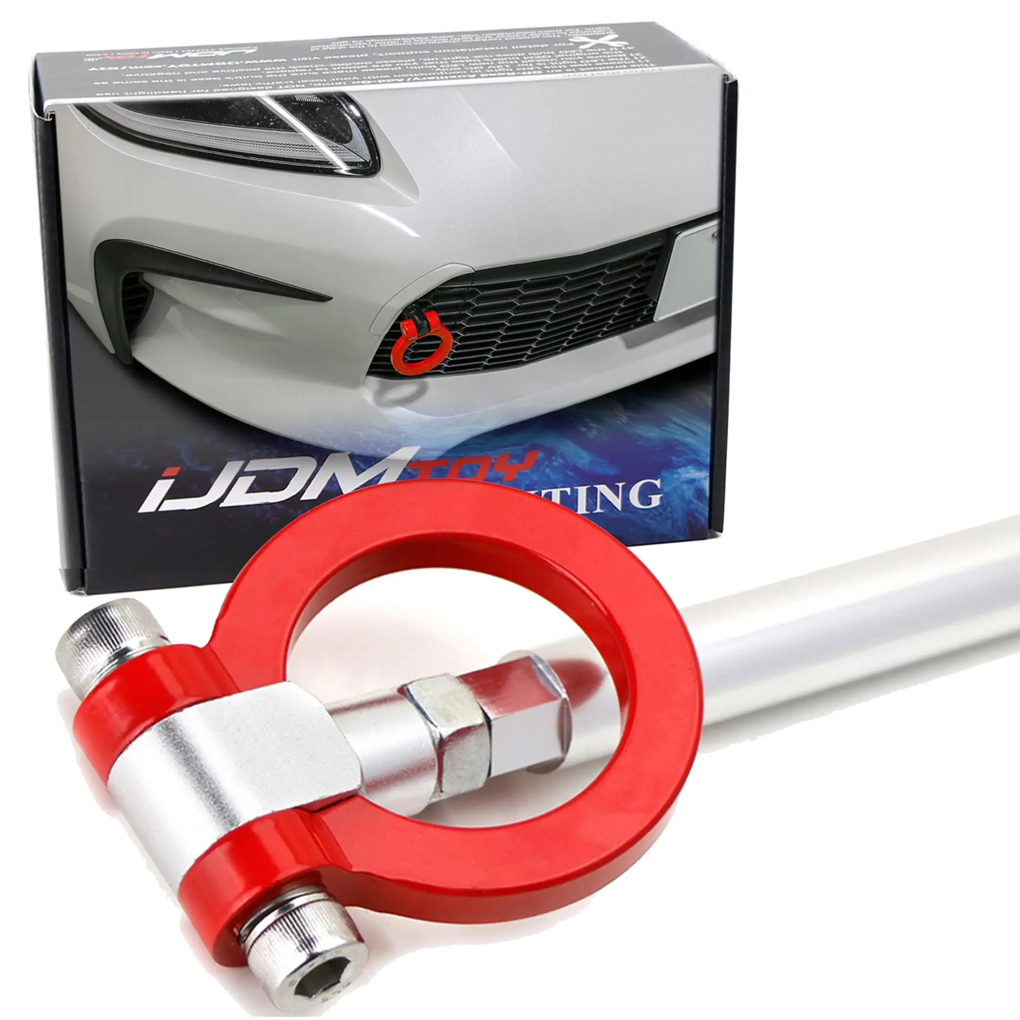 iJDMTOY JDM Red Track Racing Style Tow Hook Ring For 2022-up Subaru BRZ, Toyota GR86 Front Bumper, Made of Lightweight Aluminum