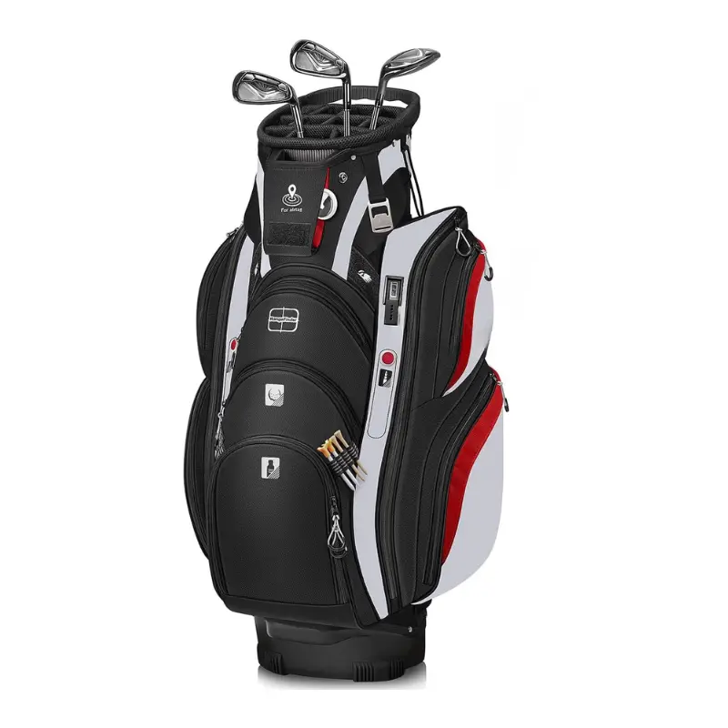【Back To School】Golf Cart Bag with 15 Way Divider Top, Cooler Pocket, Shoe Compartment & Rain Cover, Multiple Storage Pockets for Golf Accessories
