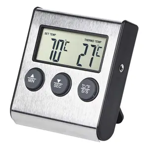 Digital Meat Thermometer for Cooking and Grilling, Food Thermometer with LCD Display and Timer, Stainless Steel Temperature Probe, Cooking Thermometer for BBQ, Grill, Baking Summervibes fathersdaygift