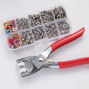 100 Sets Metal Snap Fastener Kit with Pliers, Stainless Steel DIY Sewing Tools for Clothing Hats Bags, Suitable for Beginners and Professionals
