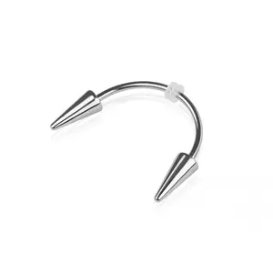 Curved Smiley Spike Vampire Bite Barbell Surgical Steel 16 Gauge