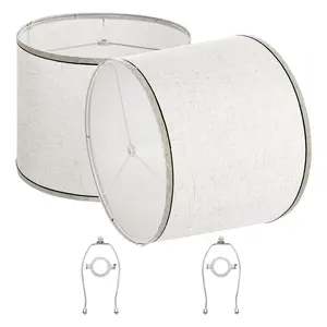 VEVOR Lamp Shade 2 Set, 11 in Top x 13 in Bottom x 10 in High (Spider Fitter), Medium Lampshade with Harp, Replacement Lamp Shade for Table & Floor Lamps Pendant Lights, Light Linen with Black Edge