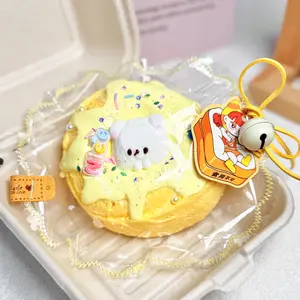 【Buy 3 get 1 free】Lemon Bear Donut Toy tabba squishies kidstoysFood-Grade Silicone Slow-Rising Rebound Squishy Fidget Toys for Stress Relief - Soft Squeeze Toys with Thick Creamy Slime Texture, Handmade Non-Toxic Sensory Toys