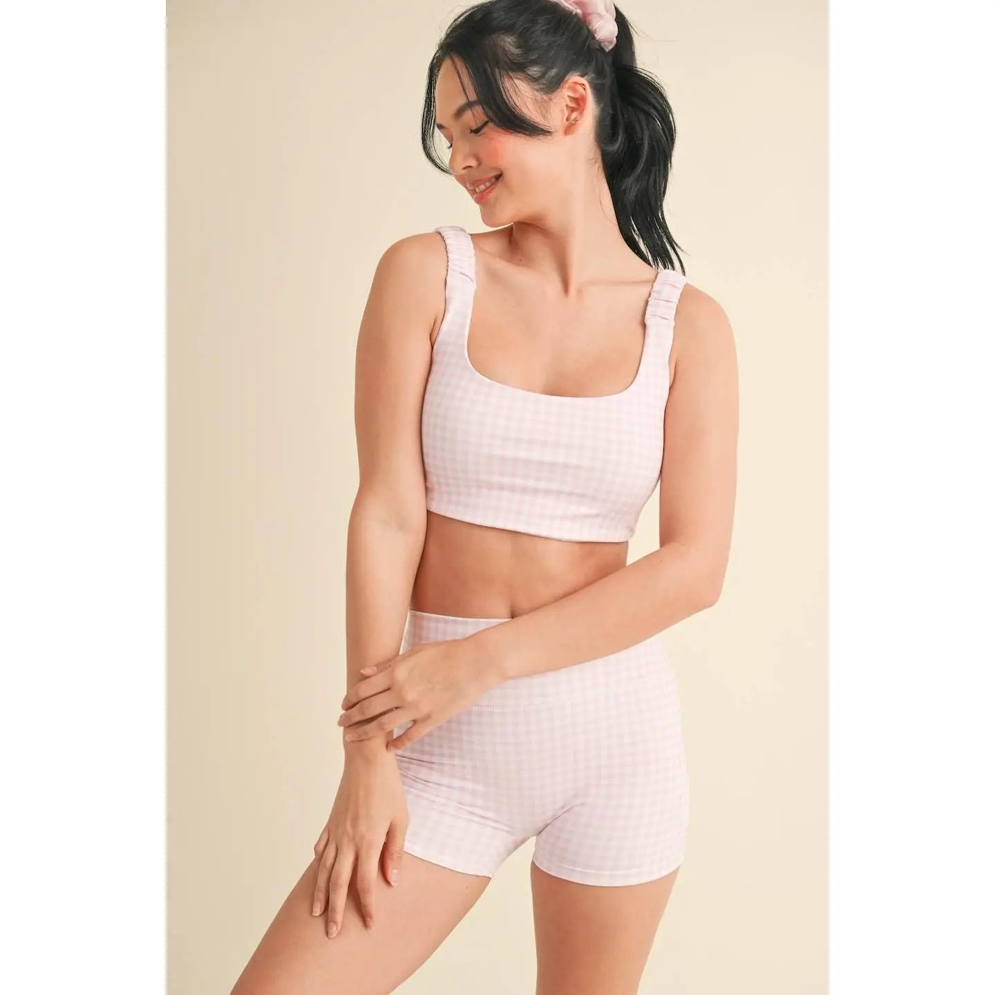Gingham Ruched Bra Top