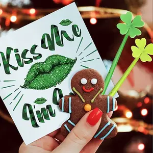 5pcs Four-Leaf Clover Shaped Ballpoint Pens, Four-Leaf Clover Pen, 0.5mm Ink Neutral Pen, School Office Supplies