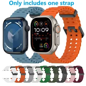 Ocean Sport Band for Apple Watch Ultra 2, Soft Silicone Waterproof Strap, Breathable Design for Outdoor Activities, Fits Sizes 49mm to 42mm, for iWatch Series 10 9 8-1 SE Men Women, Smart Watch Straps, Smart Watch Accessories