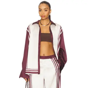 SEVEN WONDERS Zara Sleeved Shirt in Wine Stripe