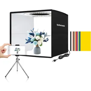 Mini Photo Studio Light Box, Photo  Tent kit, Portable Folding Photography Light Tent with CRI >95 104 count LED Light & 6 Kinds Double-Sided Color Backgrounds for Small Size Products