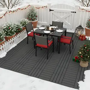 44PCS Plastic Interlocking Decking Tiles 12" x 12", 44 sq.ft Waterproof Outdoor Flooring All-Weather, Patio Floor Decking Tile for Garden Porch Poolside Balcony Backyard