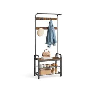 SONGMICS Coat Rack, Hall Tree with Shoe Storage Bench, Entryway Bench , 3-in-1, Steel Frame, for Entryway, 13.3"D x 28.3"W x 72.1"H
