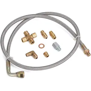 UNIVERSAL Turbo Oil Feed Line Oil Return Line Oil Drain Line Kit 1/8 NPT 4AN T3 T4 T3/T4 T04E T70 T66 T67 GT35 GT45