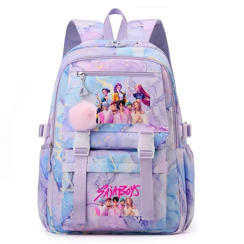 Girls' Star Print Student Backpack - Casual Printed Fabric Body, Secure Zipper Closure, Youth Backpack for Daily Use and Travel, Casual Printed Backpack, Female