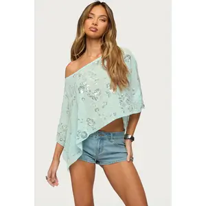 Triana Bead & Sequin Chiffon Poncho