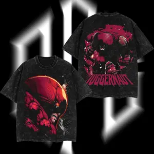 Superstyle The Unstoppable "Juggernaut" Cain Marko - Xmen: The Last Stand MCU Comics Edition Double Printed Oversize Lightweight Acid Washed Tee TV Series Graphic Design Top Cotton Streetwear Comic Superheroes T-Shirt Clothes Menswear Womenswear