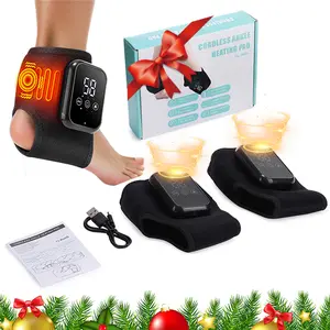 Electric Ankle Massager with Heat & Vibration, Foot Training Support Device, Cordless Design for Pain Relief & Rehabilitation, Adjustable, Cordless Ankle Heating Pad
