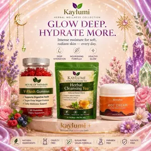 Vegan Organic Halal Wellness Support Trio Set Herbal Dietary Supplements for Adults - Natural Herb Blend, Daily Routine, Digestive Health with Herb Tea, Gummies, Cream, Capsules