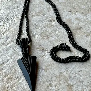 Stainless Steel Spear Arrowhead Pendant Chain Necklace for Mens Boys