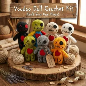 PATYGR Funny Crochet Voodoo Doll, Handmade Knitted Emotional Support Plush Toy, Creepy Cute Stress Relief Fidget Doll, Novelty Halloween Ghost Ornament & Gag Gift for Friends Coworkers