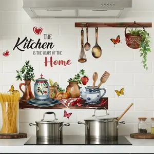 Kitchen PVC Wall Sticker Decorative Background Wall Decal, Durable Kitchen Decoration for Home & Restaurant Use, Decoration Items