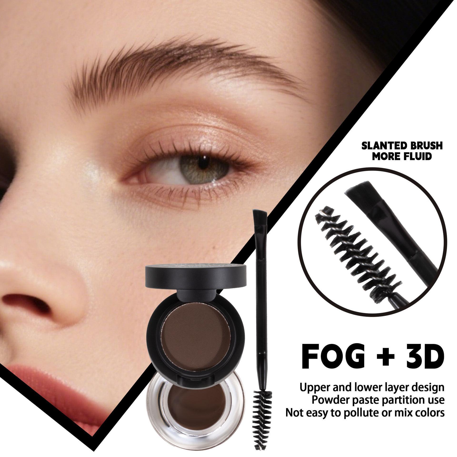Dual Layer Brow Powder & Gel Set with Brush | Long-Lasting Natural 3D Eyebrow Makeup | Easy to Apply for Daily Use