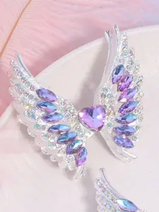 1pc/5pcs Heart Wing Rhinestone Alloy Focal Beads for Pens Colorful Wing Fancy Beads for DIY Craft Beadable Pens Bracelet Necklace Earrings Keychain Jewelry Making