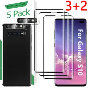 [3+2 Pack] HD Screen Protector for Samsung Galaxy S10 | Support Fingerprint ID | HD Clarity | Tempered Glass Film | Camera Lens Glass Protector | Full Coverage|Easy to install 6.1 Inch 5G