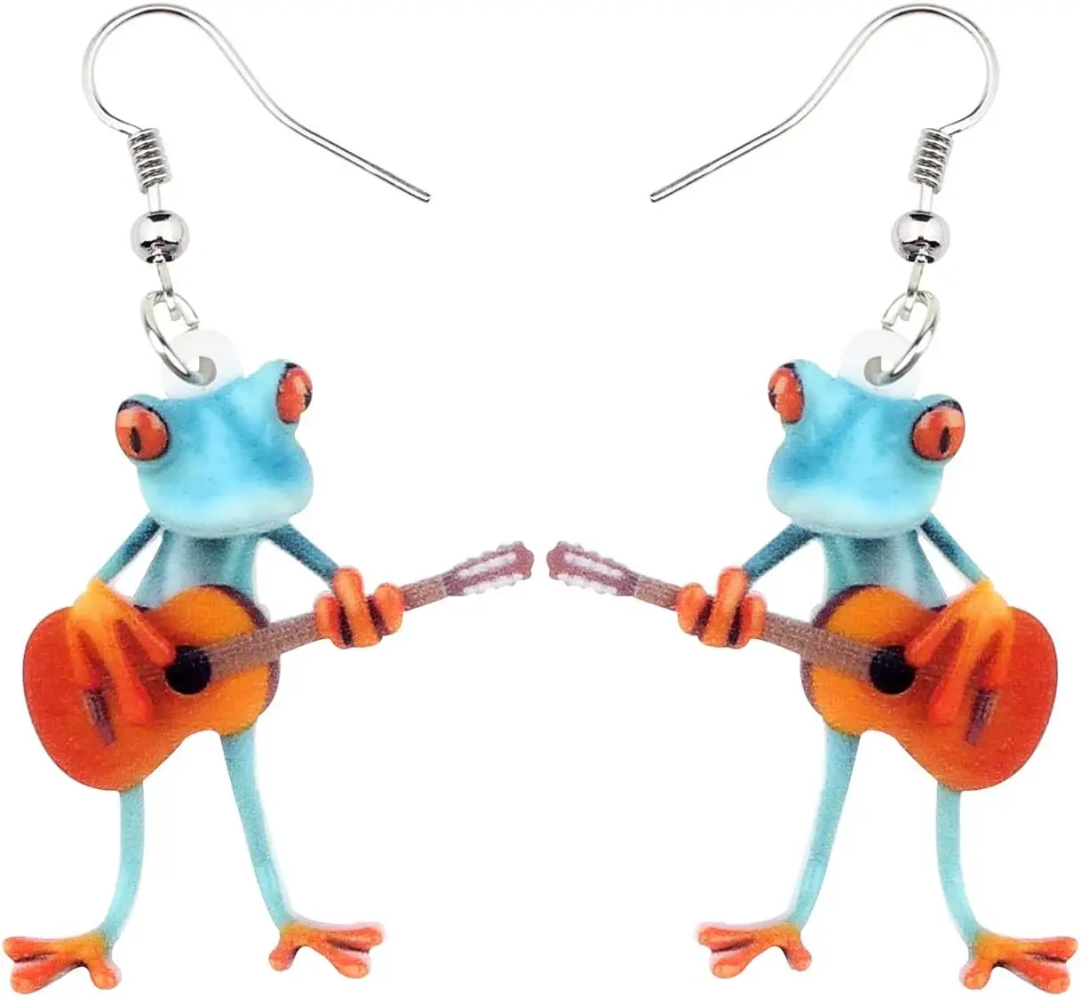 Acrylic Cute Guitar Frog Earrings Dangle Drop Funny Jewelry for Women Weird Gifts