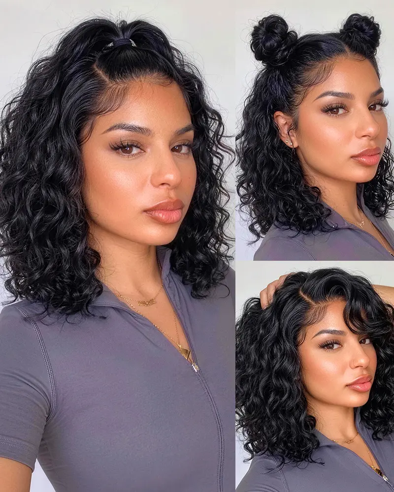 Arabella Long Lasting Glueless Bob Wig Bohemia Curls Unprocessed Virgin Human Hair Grab Go 13x4 Pre-Cut Frontal Lace Wig Beginner Friendly dealsforyou