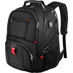 Travel Backpack, Extra Large 50L Laptop Backpacks for Men Women, Water Resistant College Backpacks Airline Approved Business Work Bag with USB Charging Port Fits 17 Inch Computer, Black