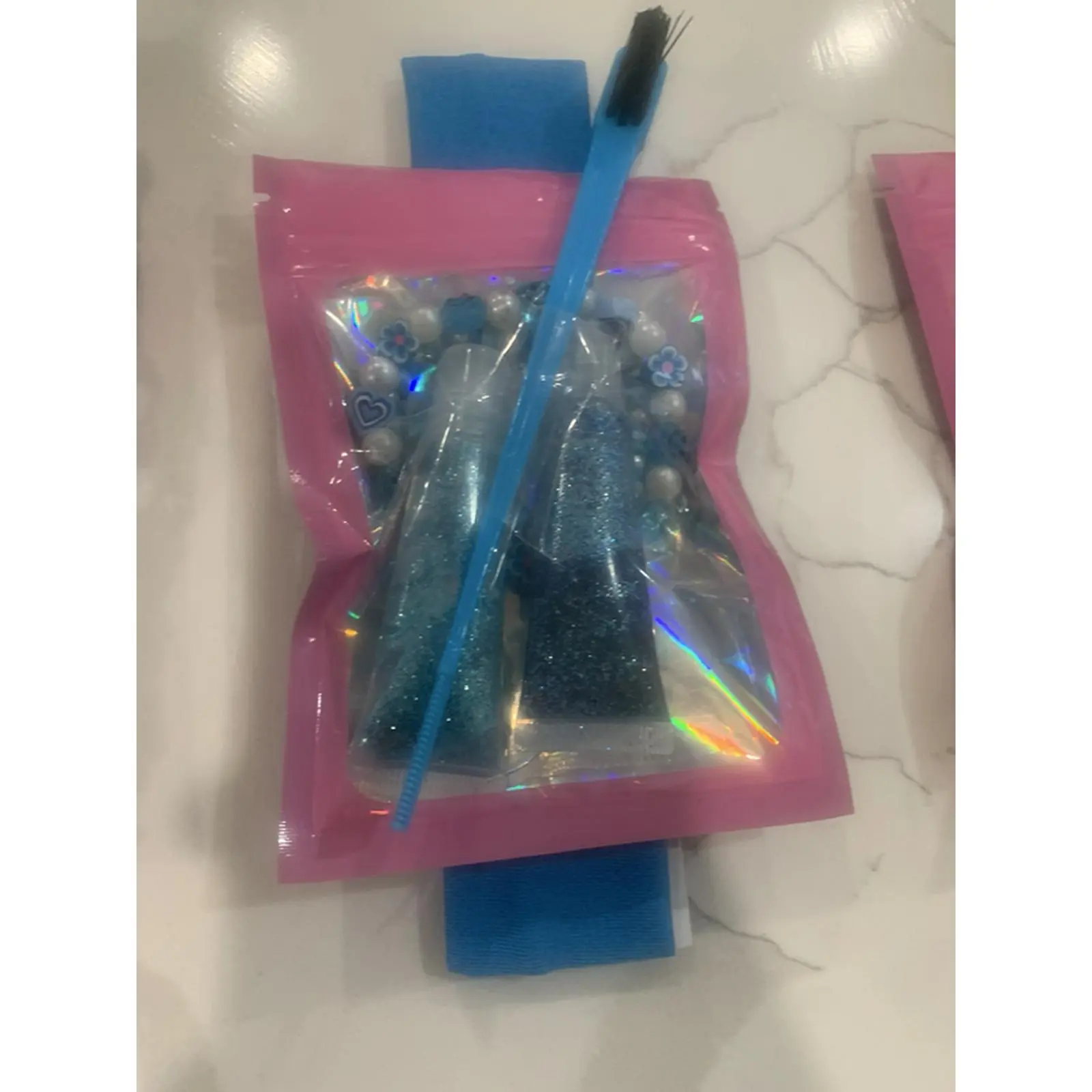 Blue Girl's Bundle Includes Headband Edge Brush 2 Lipgloss & 3 Bracelets Perfect for Young Girls