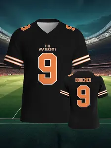 The Water Boy Movie Design Rugby Jersey #9, Bob Boucher Classic V Neck Printed Training Shirt, Quick Dry Comfort, Perfect Gift for Fans & Athletes