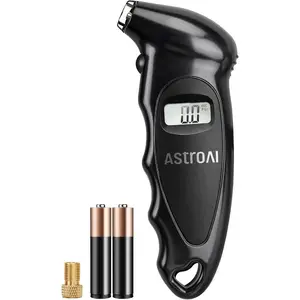 Digital Tire Pressure Gauge with Replaceable AAA Batteries, 150 PSI 4 Settings Stocking Stuffers For Car For Truck For Bicycle Backlit LCD Non-Slip Grip Accessories, Black