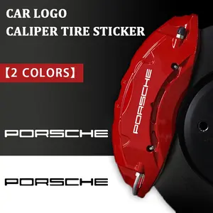 6PCS Car Sticker Porsche Badge Emblem Brake Caliper Decoration Decals Auto Accessories For Porsche Cayenne Panamera Macan 911 Taycan Boxster Cayman 918 Pajun