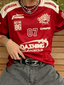 Men's Loose Fit Trendy T-Shirt Round Neck, Menswear, High-Quality Breathable Fabric, Eye-Catching Graphic Print, Comfortable Casual Street Style, Streetwear