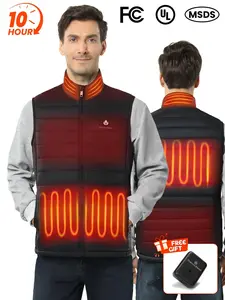 Heated Vest for Men with Battery Pack – 4 Large Carbon Fiber Heating Panels (Equal to 16 Small Zones), Durable & Safe with FCC/UL/MSDS Certified, Fall Outfits for Men