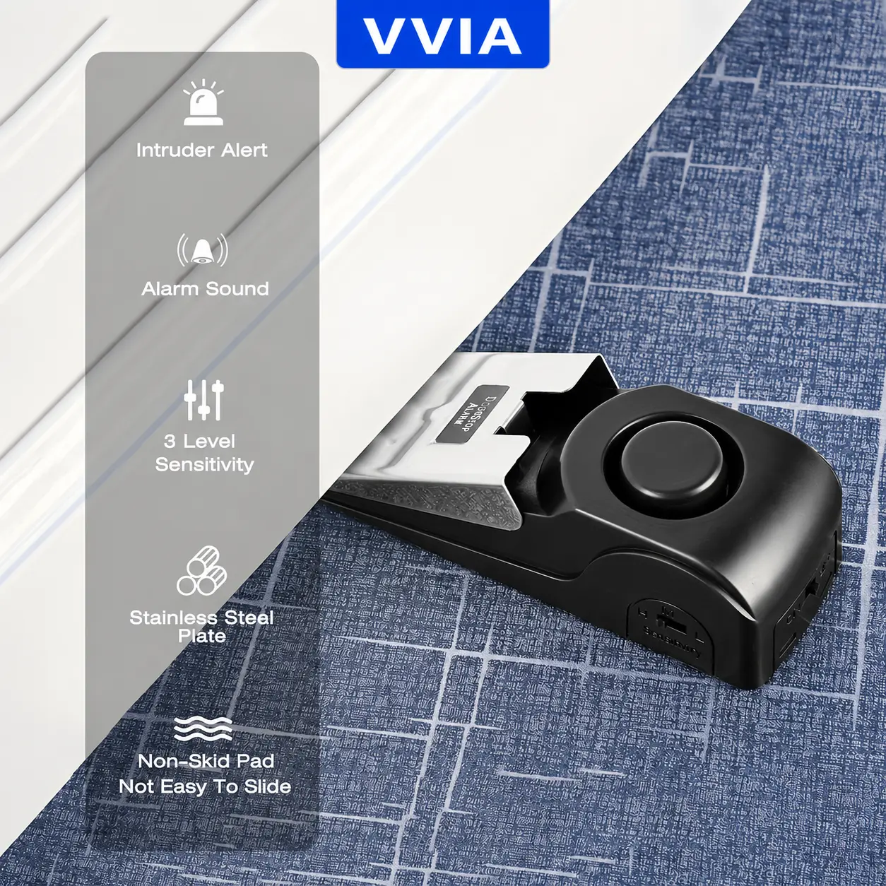 120Db Intruder Warning: Door Stop Alarm - The Best Security Wedge for Home, Travel & Hotels