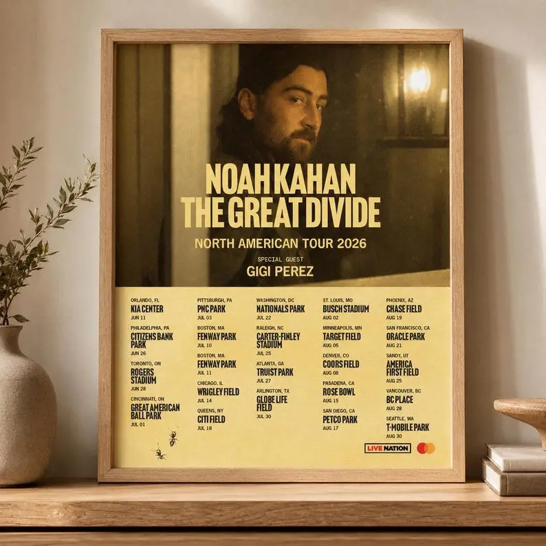 Noah Kahan The Great Divide Tour 2026 Poster, North American Concert Wall Art, Vintage Music Print [UNFRAMED]