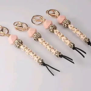 Mama Silcone Beaded Keychain