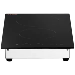 VEVOR Built in Electric Stove Top, 20x 11.6 inch 2 Burners, 240V Glass Radiant Cooktop with Sensor Touch Control, Timer Child Lock Included, 9 Power Levels for Simmer Steam Slow Cook Fry