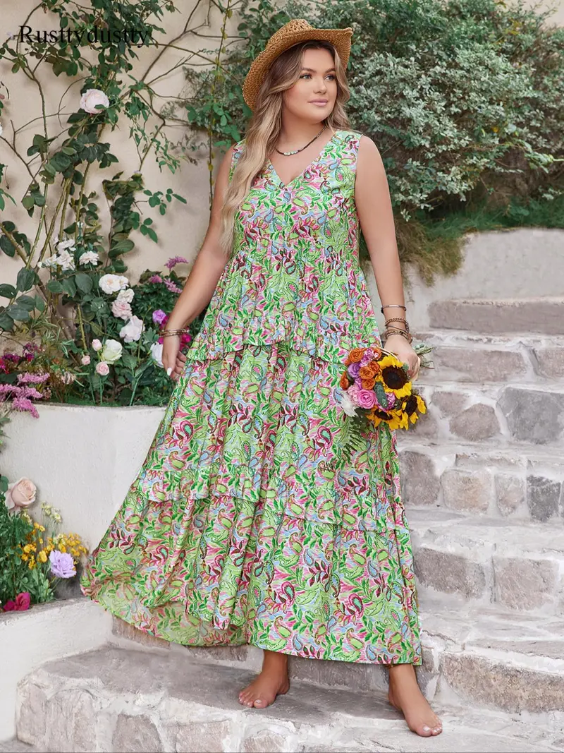 ladies chiffon dress Chiffon Dress Pink Elegant Ladies Flroal Print Split Beach Holiday Long Maxi Dresses For Women Summer Clothes New Arrival 2021 Pink / XL main image 1