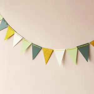 DIY Triangle Pull Flag Birthday Wedding Party Decoration, Colorful Flags Holiday Banner, Kindergarten Classroom Birthday Party Scene Setup