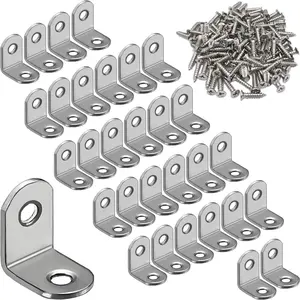 12 Piece L-Shaped Corner Brace Reinforcement Angle Clips, Sturdy Bracket, 20x20x16 Fastening with 24 Screws, Suitable for Wooden Furniture and Aluminum Profiles