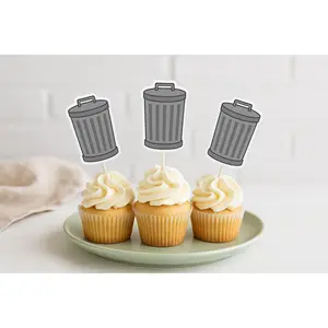 Trash Can Cupcake Toppers, Garbage Can Cupcake Toppers 122917218P