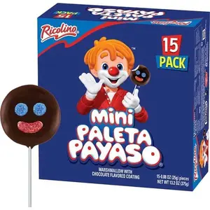 Ricolino Mini Paleta Payaso  Marshmallow Lollipops with Chocolate